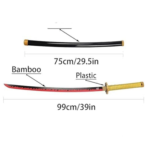 Demon Slayer Yoriichi Nichirin Wooden Katana | Life-Size Anime Sword for Cosplay & Display | Lightweight Wooden Blade Toy for Kids-104cm
