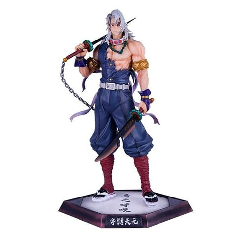 Demon Slayer Hashira Tengen Uzui Action Figure | Sound Hashira PVC Collectible Statue with Display Base