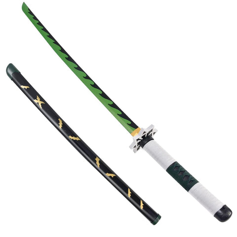 Anime Demon Slayer Sanemi Shinazugawa LED Katana For Cosplay Lifesized Wooden Anime Accessory Collectible Toy