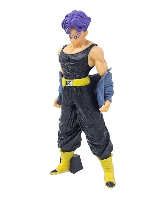 Dragon Ball Z Action Figure, Purple Hair Character in Black Training Outfit with Yellow Belt, Collectible Anime Figurine 19CM