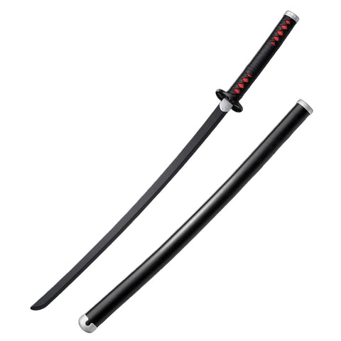 Demon Slayer Tanjiro Kamado (104cm) Wooden Katana | Wooden Tanjiro Cosplay Sword | Safe & Lightweight Ninja Sword for Anime Lovers | Halloween Prop Weapon | Boys & Girls (Black&Red)