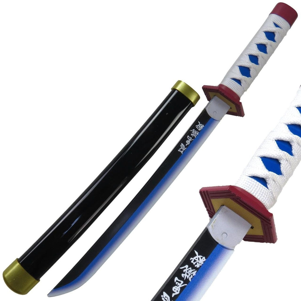 Anime Demon Slayer Giyu Tomioka Cosplay Sword Toy | Blue Samurai Katana with Sheath | Lightweight Safe Plastic Sword for Kids & Adults | Perfect for Costume, Role-Play, Fancy Dress & Anime Fans