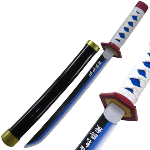 Anime Demon Slayer Giyu Tomioka Cosplay Sword Toy | Blue Samurai Katana with Sheath | Lightweight Safe Plastic Sword for Kids & Adults | Perfect for Costume, Role-Play, Fancy Dress & Anime Fans