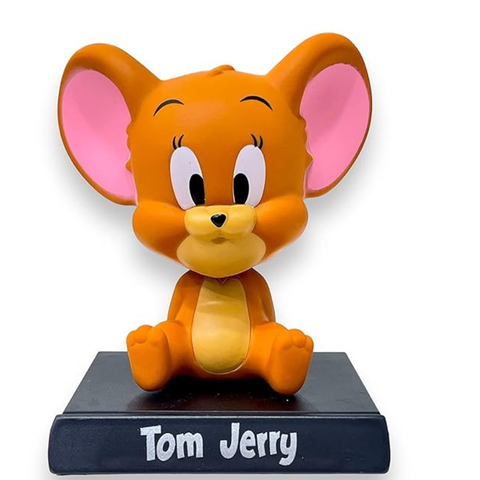 Jerry Mouse Rubber Bobblehead with Mobile Holder – Car Dashboard, Office Desk & Study Table (15×10 cm)