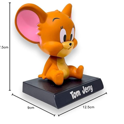 Jerry Mouse Rubber Bobblehead with Mobile Holder – Car Dashboard, Office Desk & Study Table (15×10 cm)