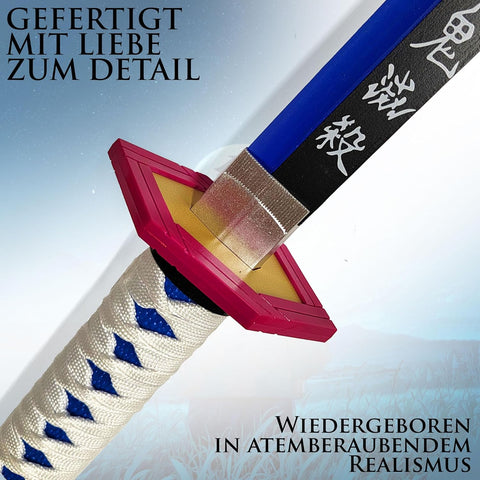Anime Demon Slayer Giyu Tomioka Cosplay Sword Toy | Blue Samurai Katana with Sheath | Lightweight Safe Plastic Sword for Kids & Adults | Perfect for Costume, Role-Play, Fancy Dress & Anime Fans