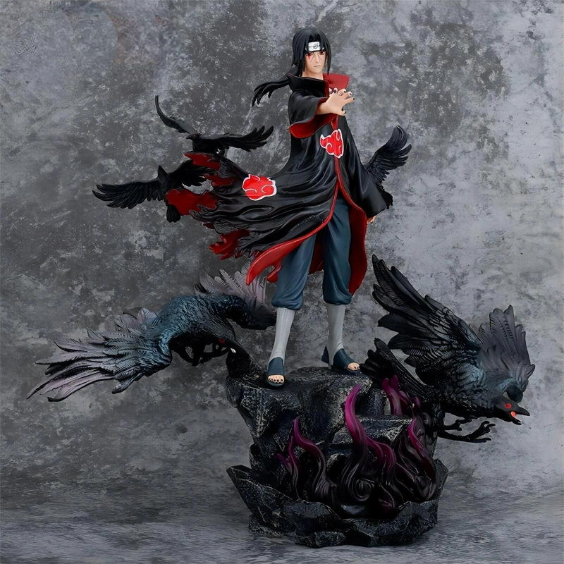 Uchiha Itachi Akatsuki GK Resin Statue with Crows & Amaterasu Base | Naruto Anime Collectible Figure