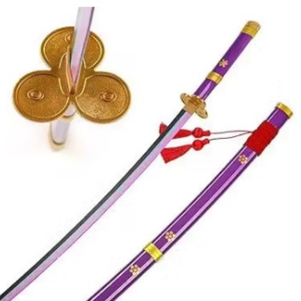 Roronoa Zoro Enma Purple Cosplay Wooden Katana – Safe Bamboo Sword (104cm)