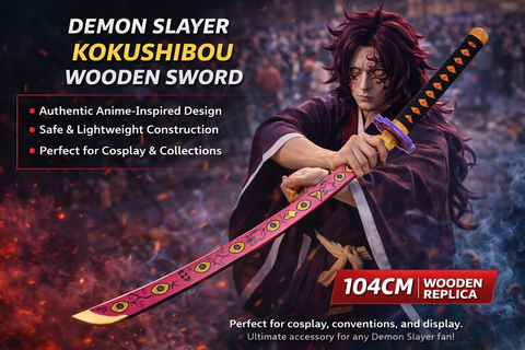 Demon Slayer Kokushibou Katana/Sword Toy 104cm Life Size - Bamboo Wood Upper Demon Anime Upper Moon One Kokushibou Katana