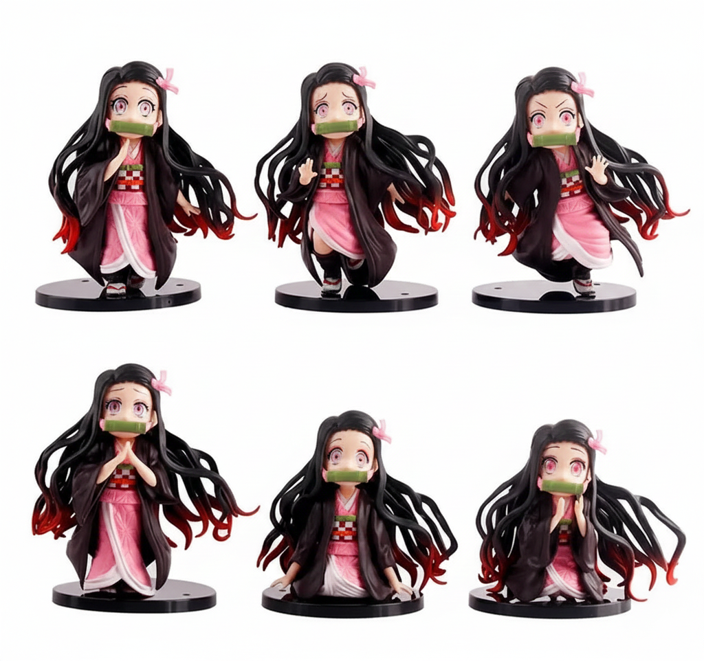 Demon Slayer Nezuko Kamado Mini Figure Set – 6-Piece Kawaii Collection – 11cm PVC Statues