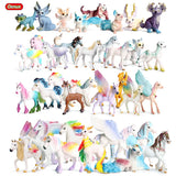 Oenux Original Genuine Fairy Tale Fly Wing Horse Elves Elf Mythical Rainbow Pegasus Action Figures Animal Model Kids Toy Gift