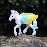 Oenux Original Genuine Fairy Tale Fly Wing Horse Elves Elf Mythical Rainbow Pegasus Action Figures Animal Model Kids Toy Gift