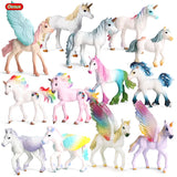 Oenux Original Genuine Fairy Tale Fly Wing Horse Elves Elf Mythical Rainbow Pegasus Action Figures Animal Model Kids Toy Gift