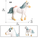 Oenux Original Genuine Fairy Tale Fly Wing Horse Elves Elf Mythical Rainbow Pegasus Action Figures Animal Model Kids Toy Gift