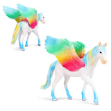 Oenux Original Genuine Fairy Tale Fly Wing Horse Elves Elf Mythical Rainbow Pegasus Action Figures Animal Model Kids Toy Gift