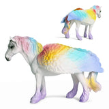 Oenux Original Genuine Fairy Tale Fly Wing Horse Elves Elf Mythical Rainbow Pegasus Action Figures Animal Model Kids Toy Gift