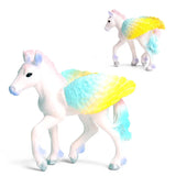 Oenux Original Genuine Fairy Tale Fly Wing Horse Elves Elf Mythical Rainbow Pegasus Action Figures Animal Model Kids Toy Gift