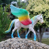 Oenux Original Genuine Fairy Tale Fly Wing Horse Elves Elf Mythical Rainbow Pegasus Action Figures Animal Model Kids Toy Gift