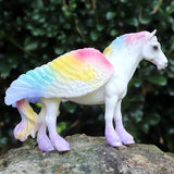 Oenux Original Genuine Fairy Tale Fly Wing Horse Elves Elf Mythical Rainbow Pegasus Action Figures Animal Model Kids Toy Gift