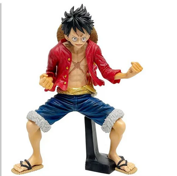 Monkey  D Luffy Anime Pirate Warrior Action Figure with  Hat – 21 cm PVC Collectible Statue for Desk & Shelf Display