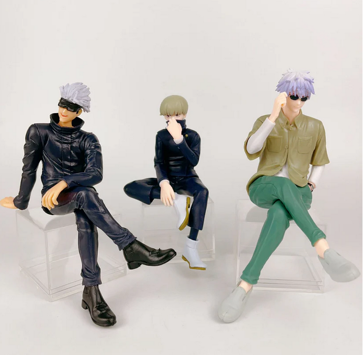 Gojo Satoru Sitting Pose Anime Figure Set (3-Piece Collectible Display Model)