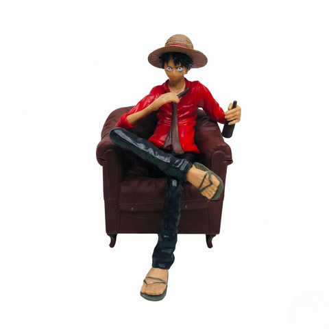 One Piece Monkey D. Luffy Sitting on Chair Action Figure | 15.5 Cm Collectible Anime Statue