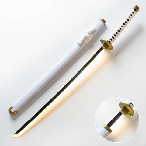 One Piece: Zoro Wado Ichimonji Led Katana/LED Sword 104cm Live Size - Bamboo Wood Wado Katana Perfect for Anime Gift, Anime Cosplay, Anime Merchandise